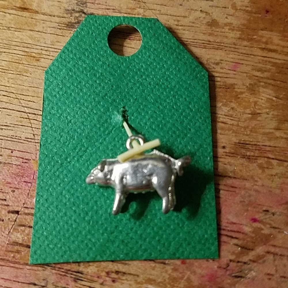 Silver Tone Charm - Pig